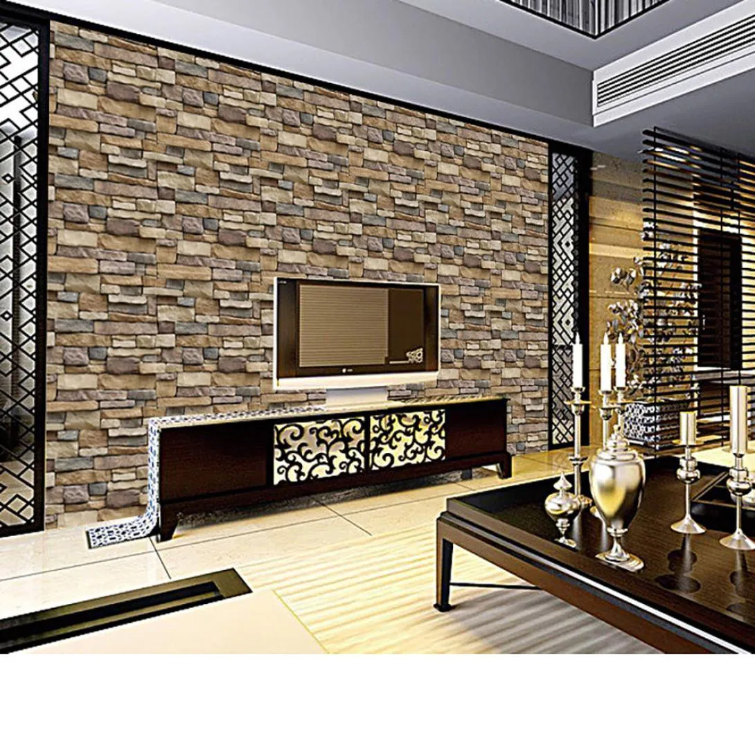 

Living Room Kitchen Bathroom Waterproof Wall Sticker Home Decor Removable Vinyl PVC Brick Stone Self Adhesive Wallpaper