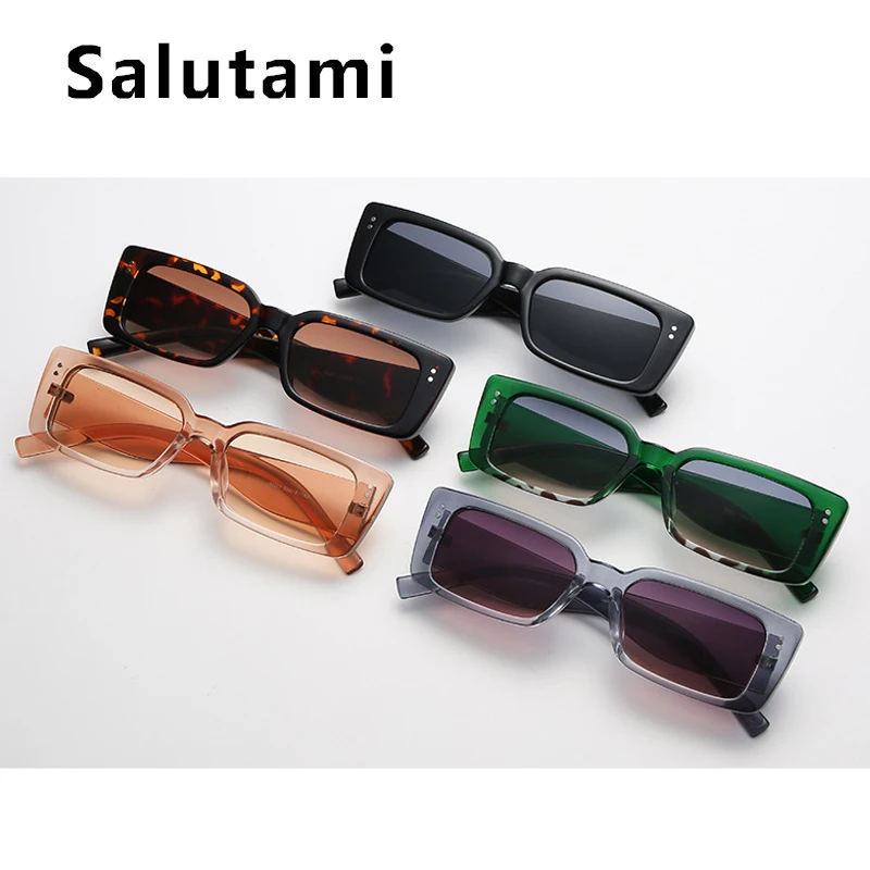 

Vintage Small Square Rivet Sunglasses For Women Fashion Brand Black Brown Gradient Sun Glasses Men Retro Un400 Eyewear Leopard