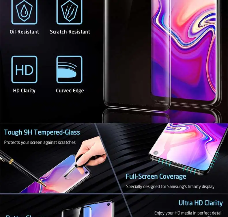 100D полный изогнутый экран закаленное стекло для samsung Galaxy S10E S10 Plus Note 10 S10+ Защитная пленка для экрана