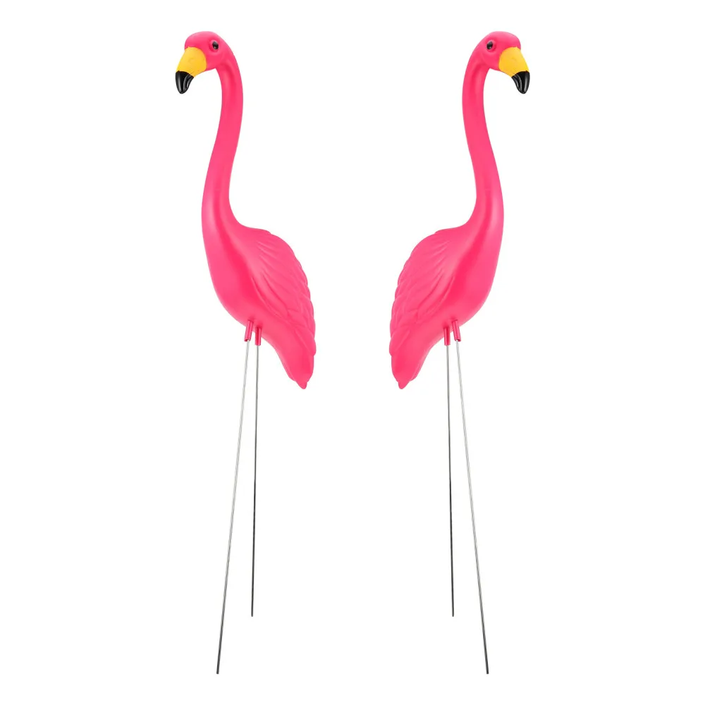 

2pcs Garden StakeFlamingo Sculpture Statue Lawn Stake Decor )