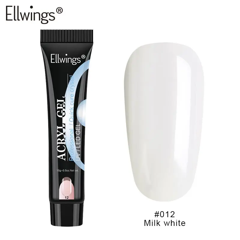 Milk white Ellwings, полигель для быстрого строительства, гель для ногтей, акриловый, полигель, кристалл, УФ, гель для наращивания, решение для выскальзывания, быстрое удлинение геля - Цвет: Milk white