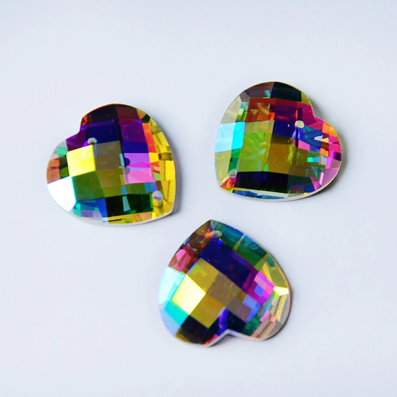 2201TH кристалл AB Цвет пришить горный хрусталь Аппликация в форме сердца K9