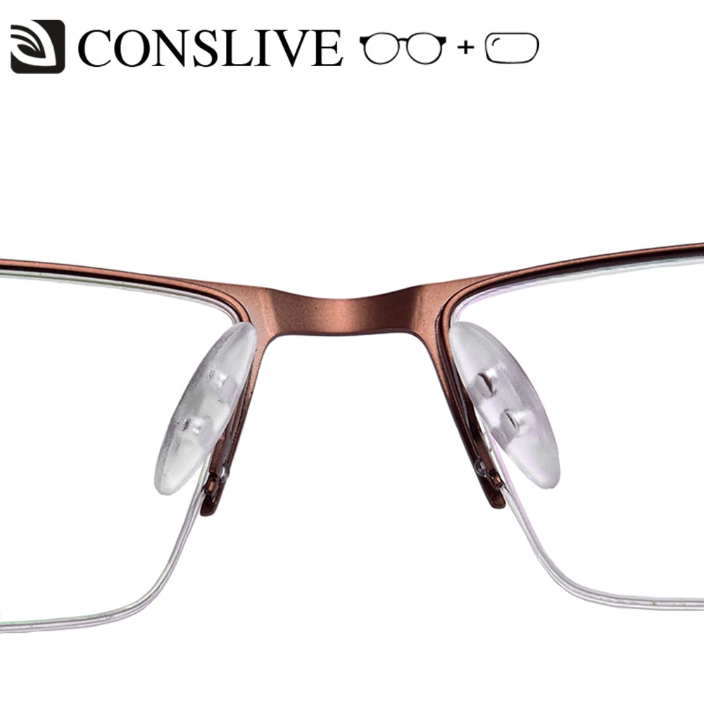 

Men Prescription Glasses Half Rimless Glasses Frame Lenses for Myopia Progressive Square Men Optical Eyeglasses HJ1802
