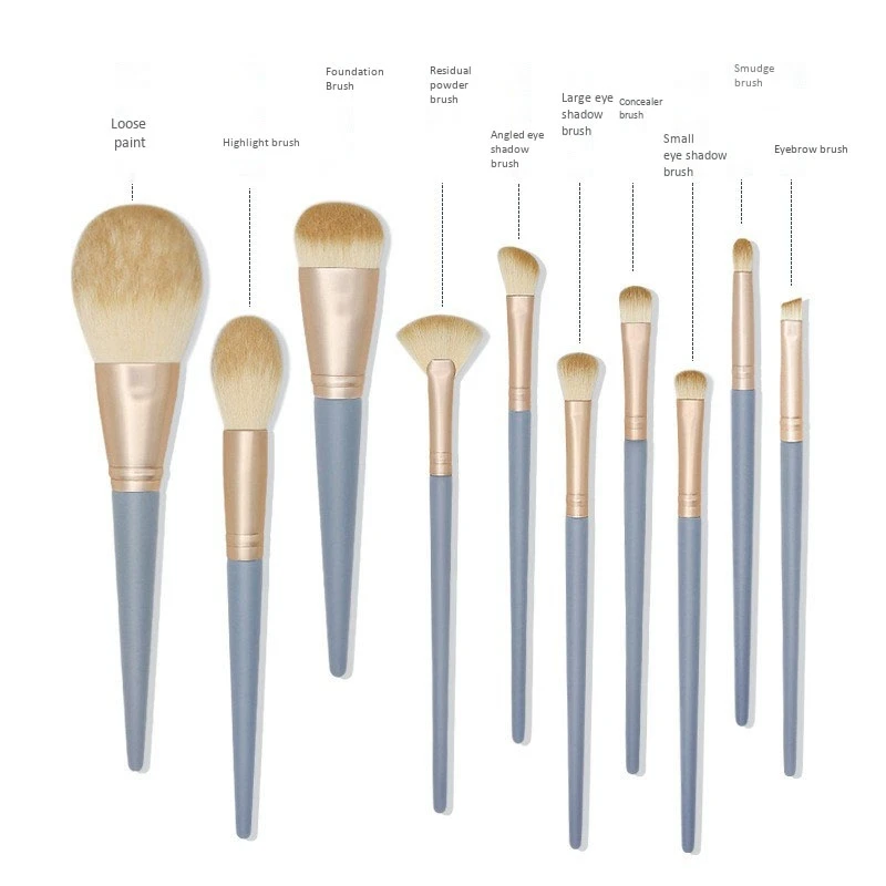 

10Pcs Pink Makeup Brushes Set Nylon Powder Foundation Concealer Blush Eyeshadow Nylon Make Up Brushes