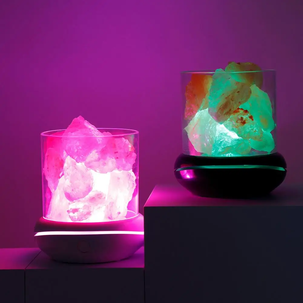 

Salt Rock Lamp Adjustable LED Modes Salt Rock Lamp USB Aromatherapy Night Lamp With Visual Impact Of Ice And Fire