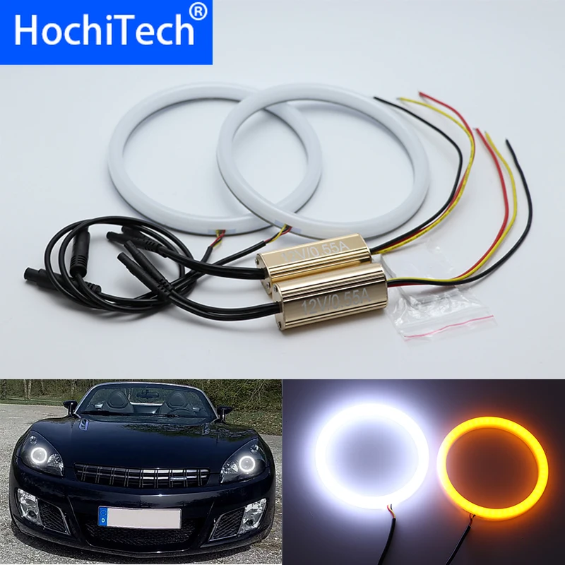 

White & yellow Dual and only white Cotton LED Angel eyes kit halo ring Turn signal light for Opel GT Roadster 2007-2010