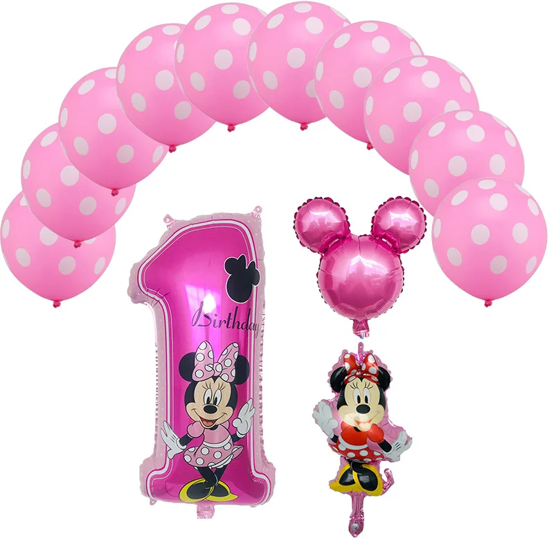 pink-5pcs 13 шт. Микки Мышь тема вечерние Микки и Минни Маус серии комплект шаров globos День Святого Валентина день детей день рождения вечерние украшения Дети воздушные шары - Цвет: pink-5pcs