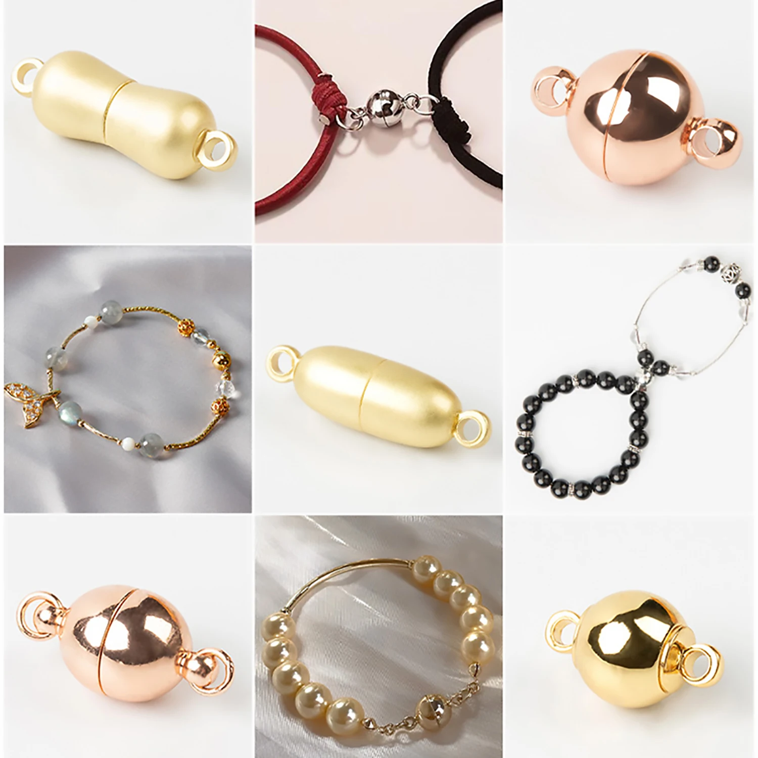5Sets Love Heart Ball Shaped Metal Strong Magnetic Clasps Connected End Caps For Jewelry Making DIY Couple Bracelet Necklace - купить по