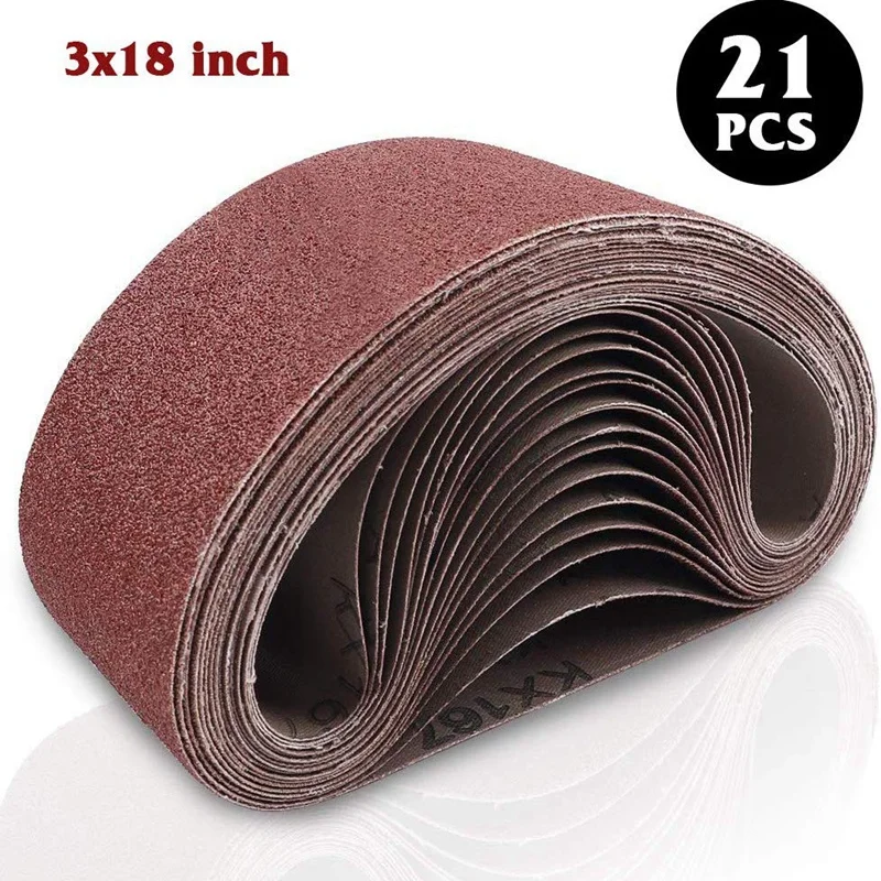 Лента из оксида алюминия 3x18 дюймов 21 Упаковка шлифовальных лент (3 шт. по 40 60 80 120 180
