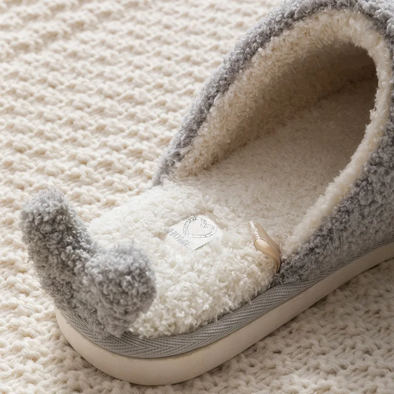 Cartoon Women Home Slippers Cute Female Winter Warm Shoes Indoor Floor Room Footwear With Fur Soft Lovers Plush Slipper Hot Sale
