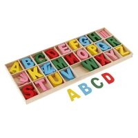 156pcs wood capital letters wooden alphabets letter craft pieces box tray kids