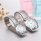 Пара часов для мужчинженщин, модные кварцевые часы из нержавеющей стали с эластичным ремешком, уникальные деловые наручные часы