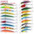 Набор приманок плавающая приманка для рыбалки, 20 шт., воблер крэнкбейты, свимбейт, Спиннеры жесткие приманки на пескаря, снасти для ловли карпа