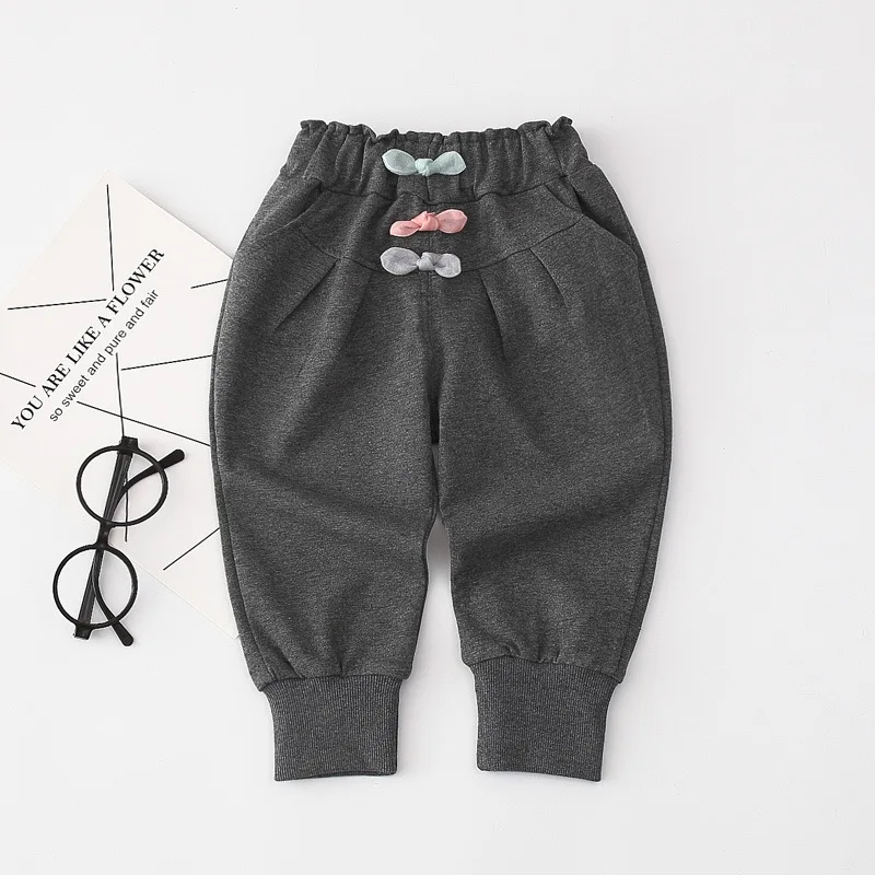 Детская одежда штаны для девочек осенние детские повседневные брюки с бантом