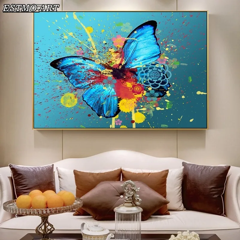 

Wall Art Canvas paintings Graffiti Watercolor Butterfly Paintings On The Wall Abstract Butterfly Pop Modern Animal Picture