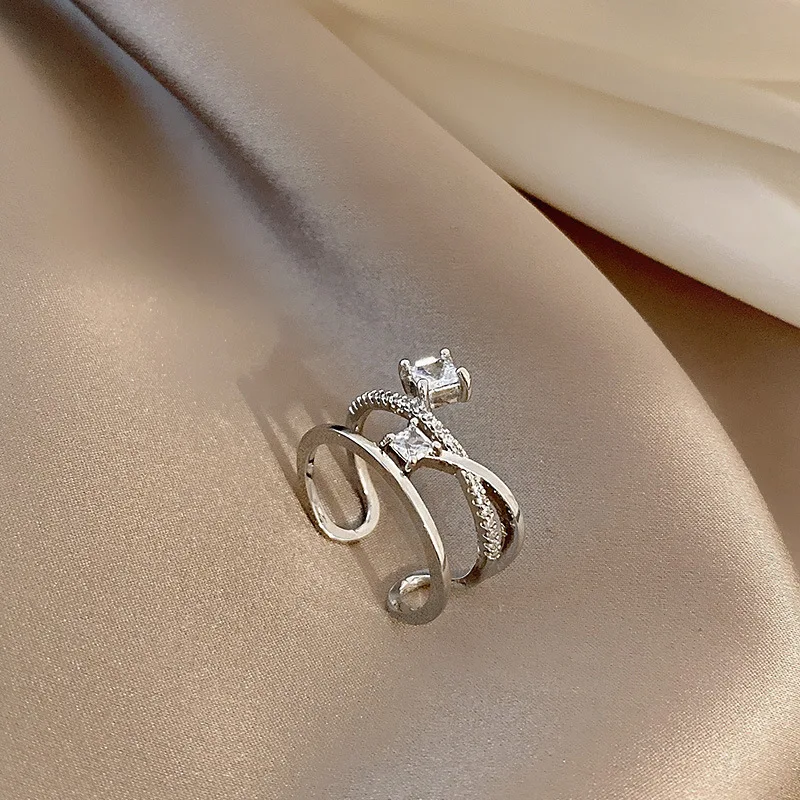 

MrZMsZ Cubic Zircon Rings For Women luxurious Adjustable Open Ring TeIen Girls 2021 Trendy Gift Fashion Jewelry Accessories