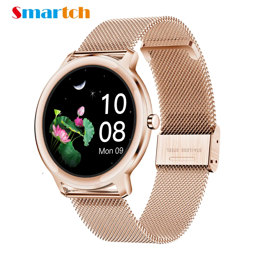 Купи 2020 Smartch 7, 3 мм супер тонкий смарт-часы для женщин, полный сенсорный экран для сердечного ритма, крови Давление Smartwatch для IOS и Android за 1,708 рублей в магазине AliExpress