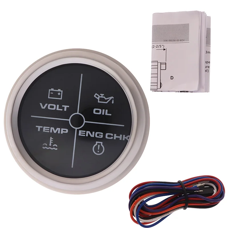 Новый 4 светодиодный Манометр напряжение давление масла температура воды
