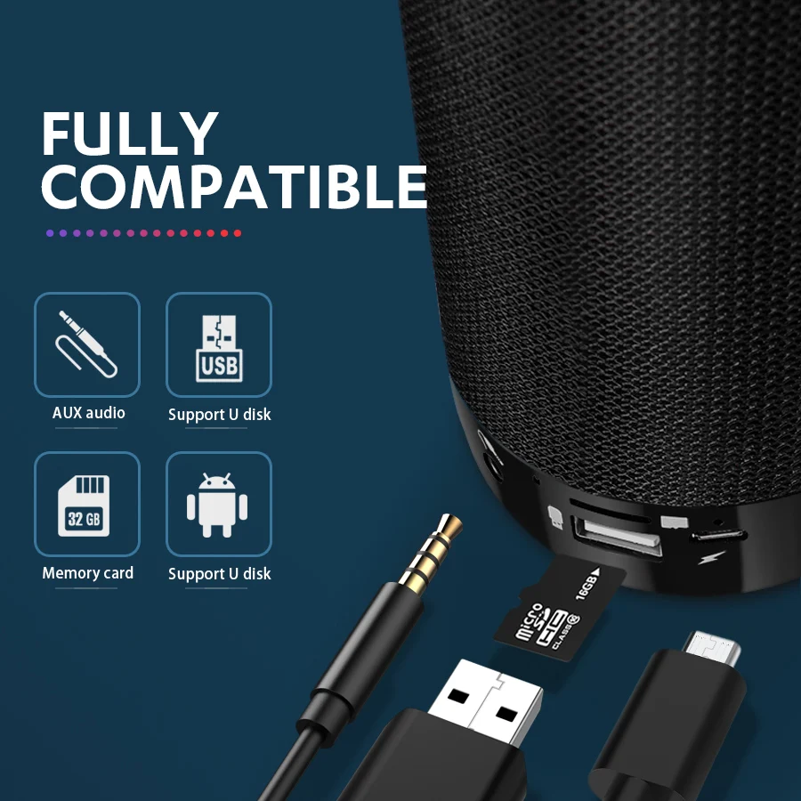 Портативный Bluetooth мини-динамик с радио водонепроницаемый сабвуфер беспроводной