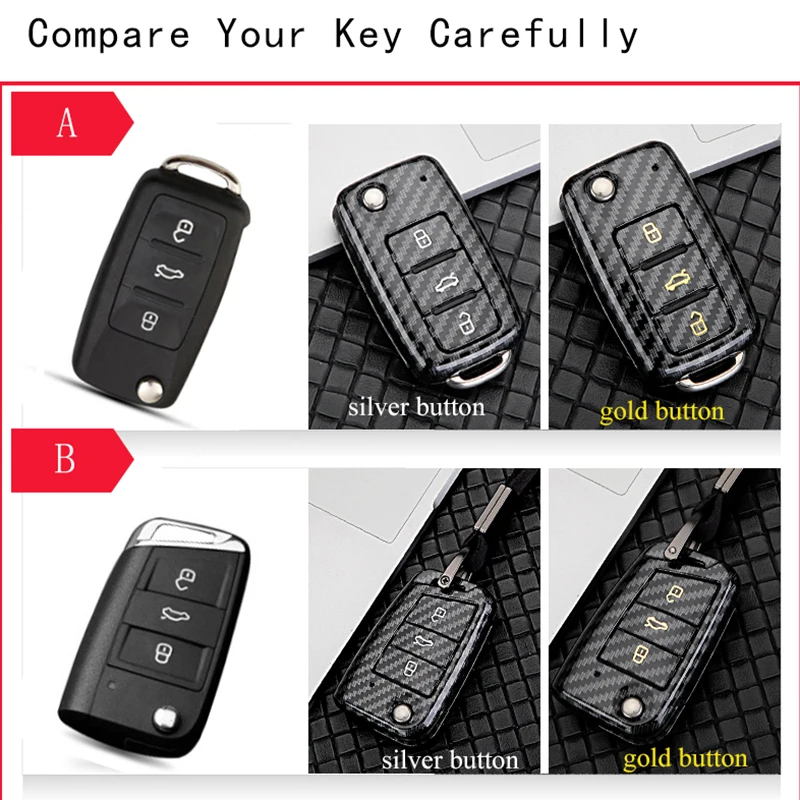 

ABS Carbon Fiber Car Key Case Cover Abs Carbon Fiber Car Keychain Key Case For Vw Volkswagen Polo Passat B6 Golf 6 T5 Polo Sedan