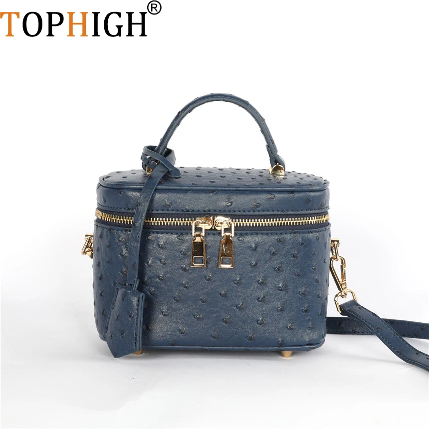 

TOPHIGH Fashion Newly Tote Clutch Box Bag For Women 2023 Ostrich Patern Leather Shoulder Bag Ins Hot Sales Snake Purse Handbag