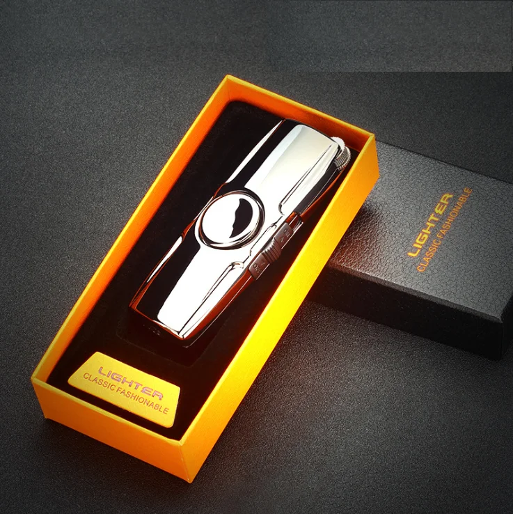 Надувная газовая зажигалка с двойным пламенем креативная игрушка спиннинг