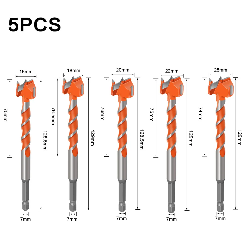 

16/18/20/32/25mm Woodworking Hole Opener Tools Set Alloy Threaded Extended Hexagonal Shank Wood Punch Bit Wood Hole Work Tools