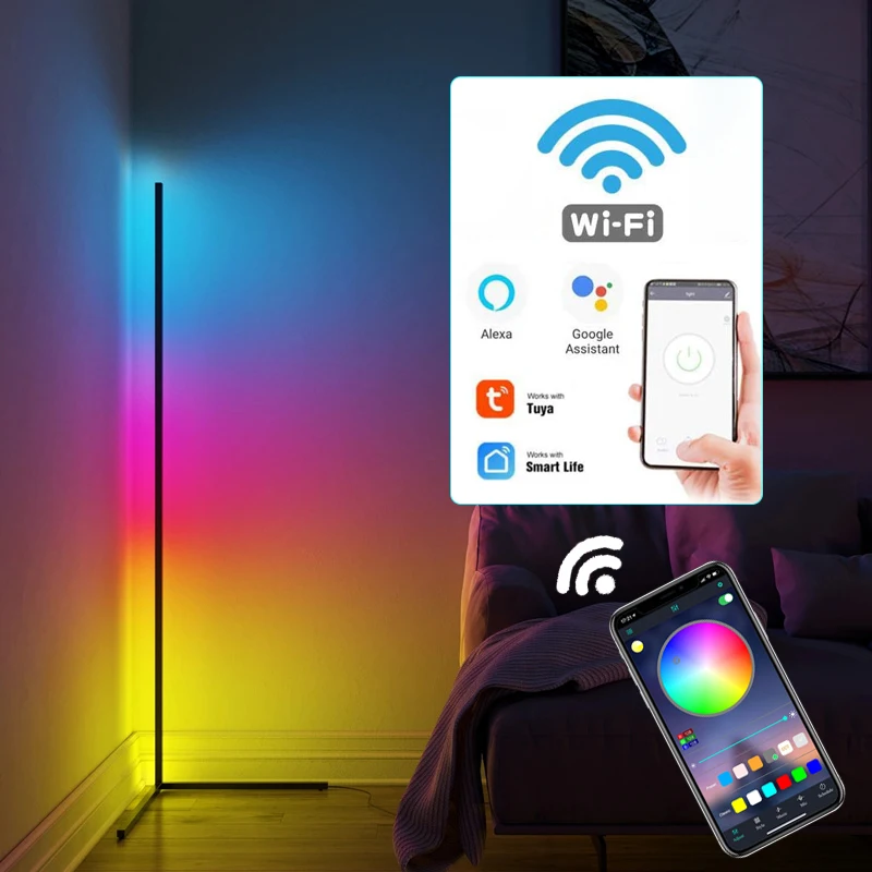 

Светодиодный напольный светильник, настольная лампа с Rgb подсветкой для кабинета, спальни, прикроватного столика, работает с Siri Alexa Google Home