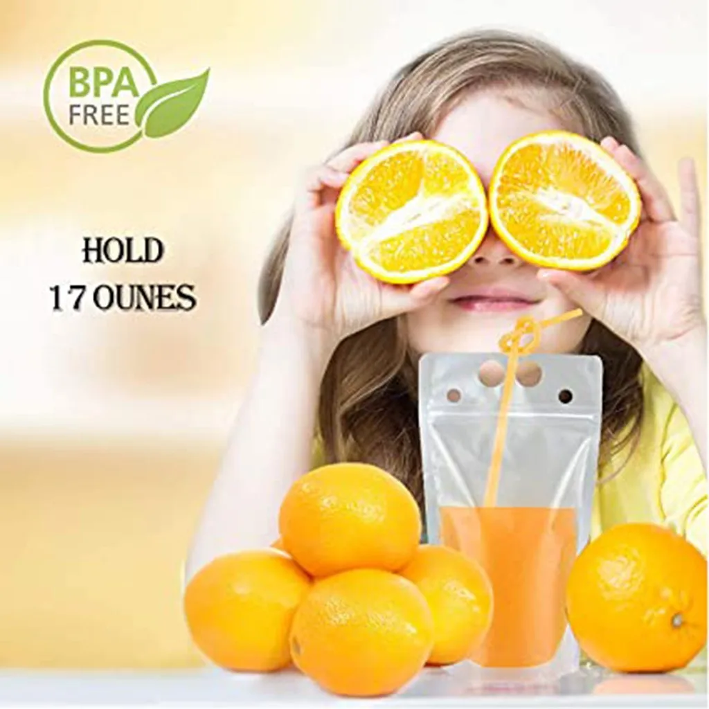 Одноразовые пакеты для напитков прозрачные на молнии сохранения свежести