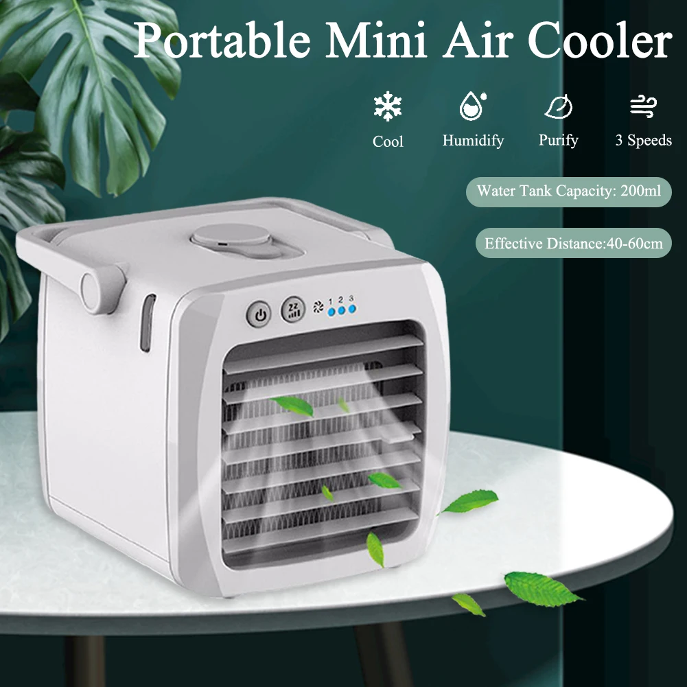 

Mini USB Portable Air Conditioner Humidifier Purifier 7 Colors Light Desktop Air Cooling Fan Air Cooler Fan For Office Room