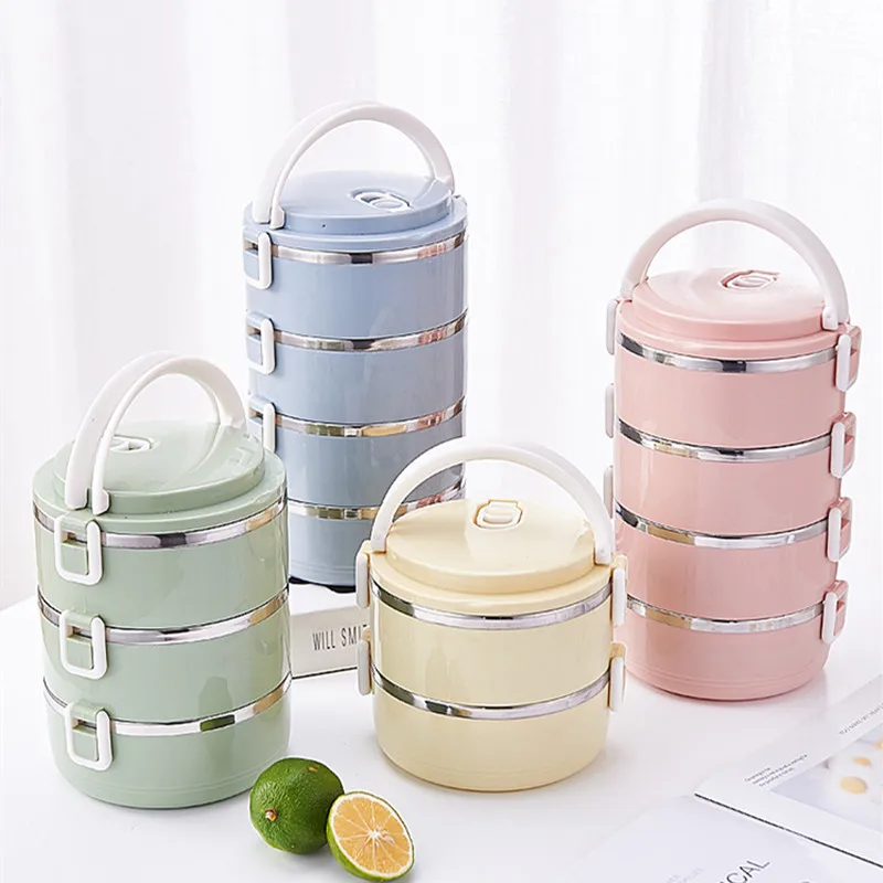 

Stainless Steel 304 Insulated Lunch Box Thermal Hot Food Containerfor Adult Student School Sealed Multi-Layer Storage Breakfast