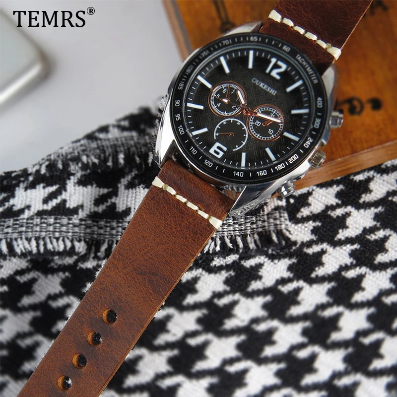 Quality Watchbands Leather Strap 20/22/24 mm Watch Band Belt 20mm 22mm 24mm Vintage Supple Correa De Reloj Wristwatch Bracelet