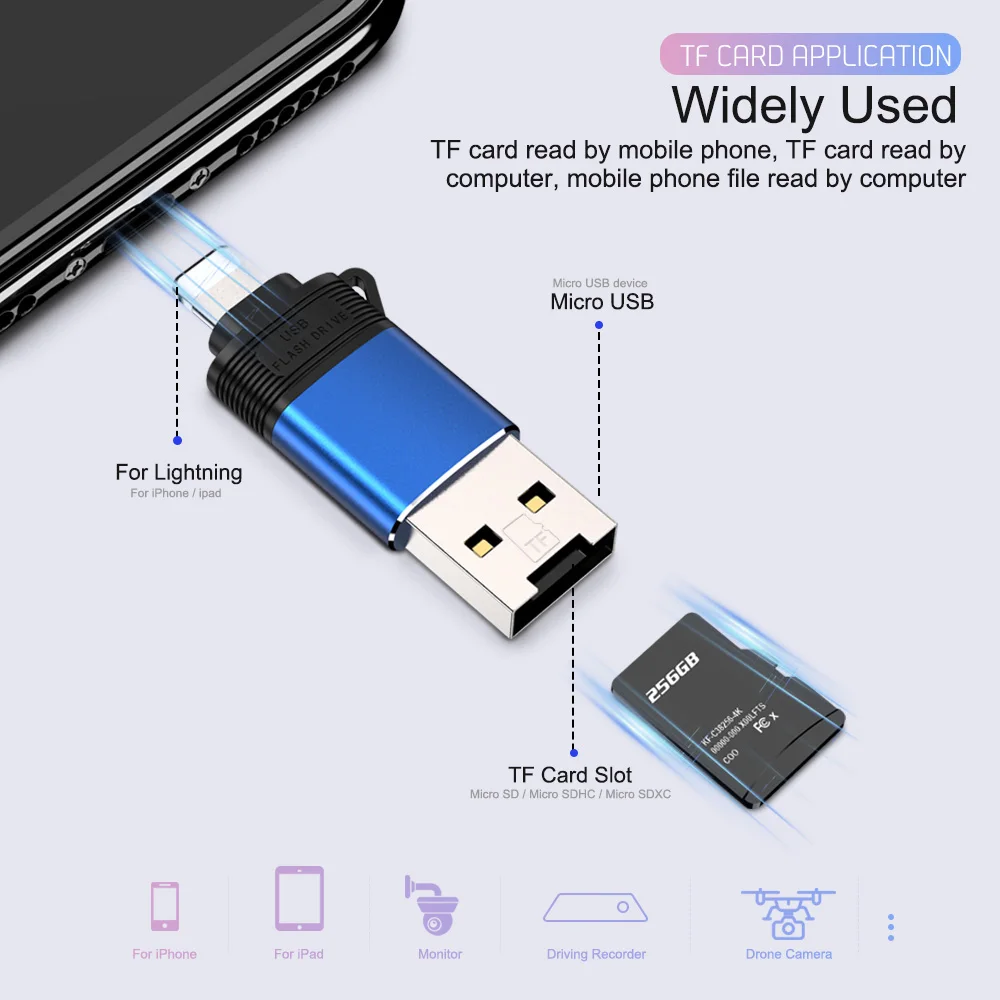 3 в 1 Micro USB 2 0 кардридер Smart SDHC/SDXC TF карта памяти micro sd usb адаптер для iPhone 6 6s 7 8 Plus 11 X XR XS