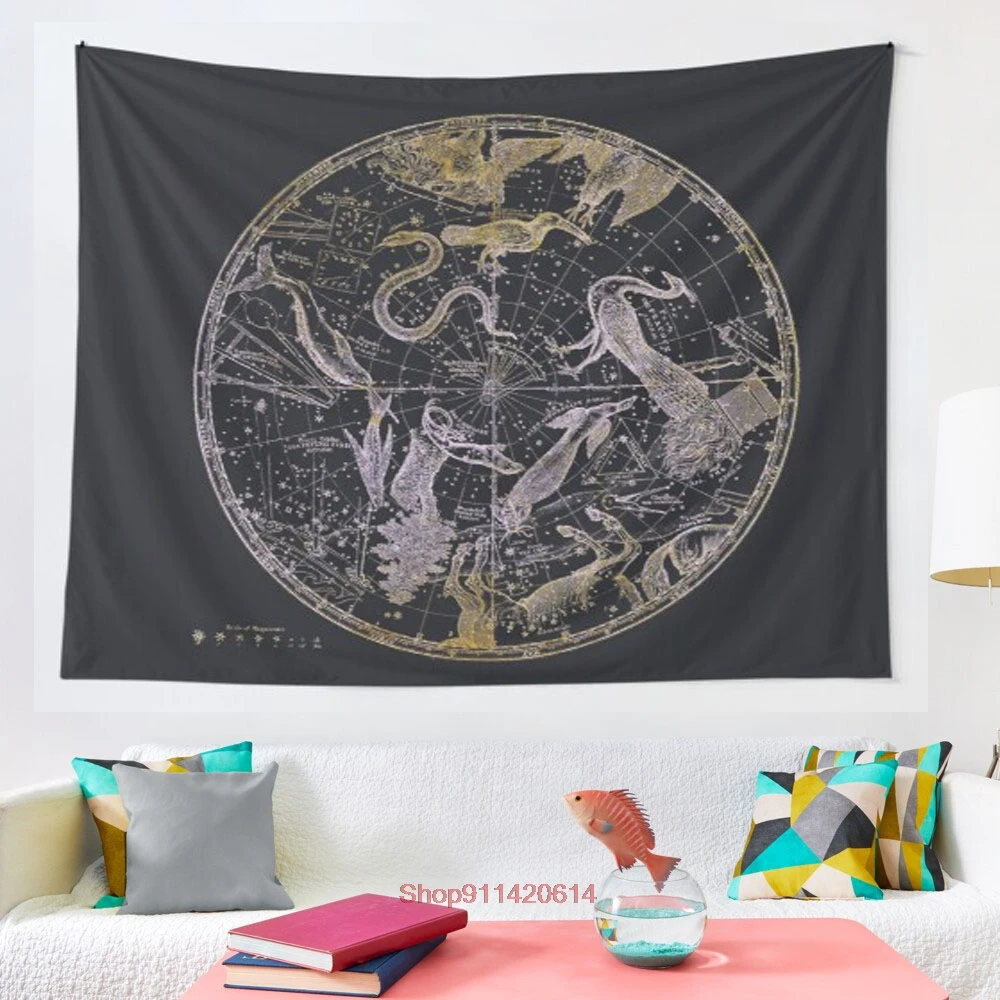 

Southern Constellations on Black tapestry Wall Hanging Tapestry for Home Dorm Fantasy Decor