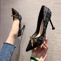 shoes women high heels sweet party wedding shoe bowknot pu leather thin heels pointed toe pumps ladies 2021 new zapatos de mujer