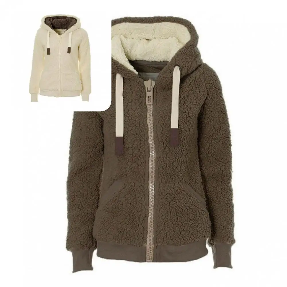 

Coldproof Skin-Touch Hooded Drawstring Plush Women Outerwear for Holiday
