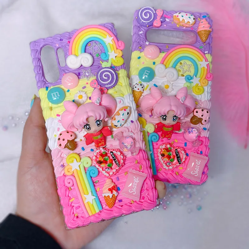 Для iPhone 11 pro DIY чехол 3D Сейлор Мун для телефона XS MAX + Ручная работа кремовая