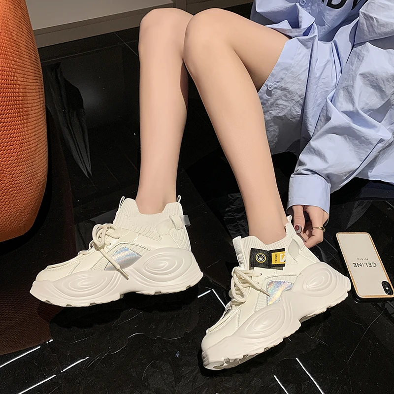 

2021 Chunky Sneakers Women Designer Platform Shoes Fashion Thick Bottom Mesh Ladies Trainer Chaussure Femme Sport Sneakers Woman