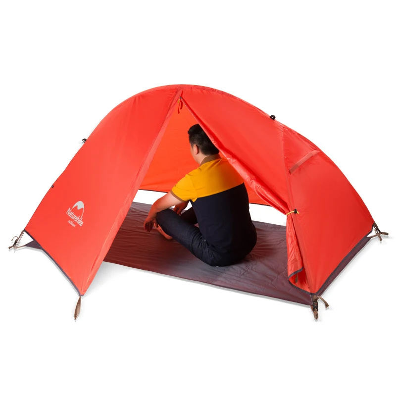 Kaufen 1Person Doppel Schicht Camping Zelt Im Freien 210T Nylon Tuch Ultraleicht Zelt Mit Kostenloser Matte Zelte Sonne Heime Tenda Camping