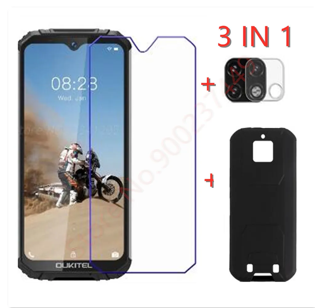3 в 1 чехол + закаленное стекло для камеры Oukitel WP6 Защитное экрана телефона 2.5D 9H