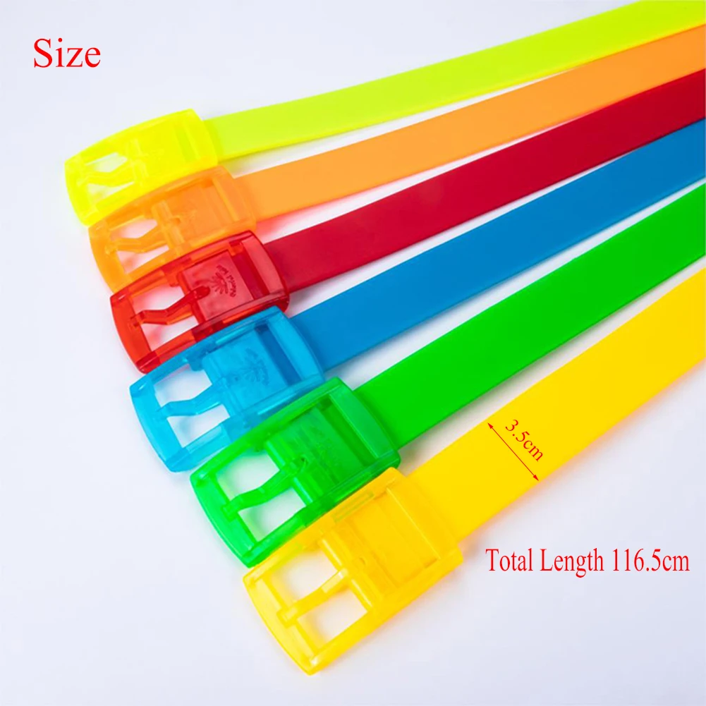 

1Pcs Women Men Plastic Belt Eco-Friendly Candy Color Silicone Rubber Smooth Buckle Waistband Male Female Jeans Leather Strap