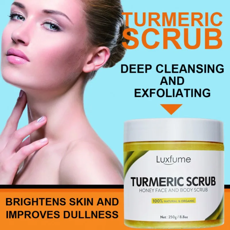 

Turmeric Body Scrub Cream Tender Skin Soften Cutin Exfoliating Scrub Deep Cleansing Pore Acne Treatment Whitening Body 250g