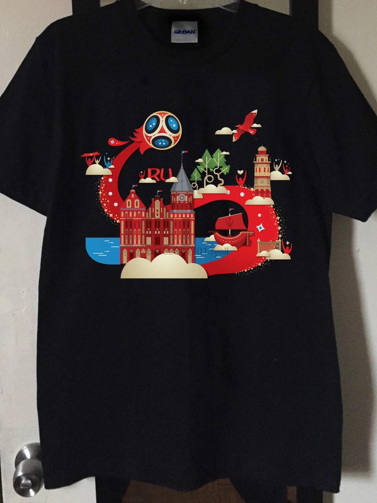 2018 мир Россия ведущий празднование Мужская графическая футболка Кубок |