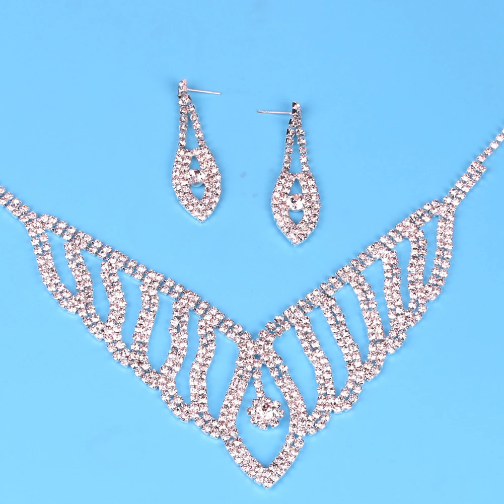 Роскошные свадебные комплекты ювелирных изделий полые сетчатые серьги с