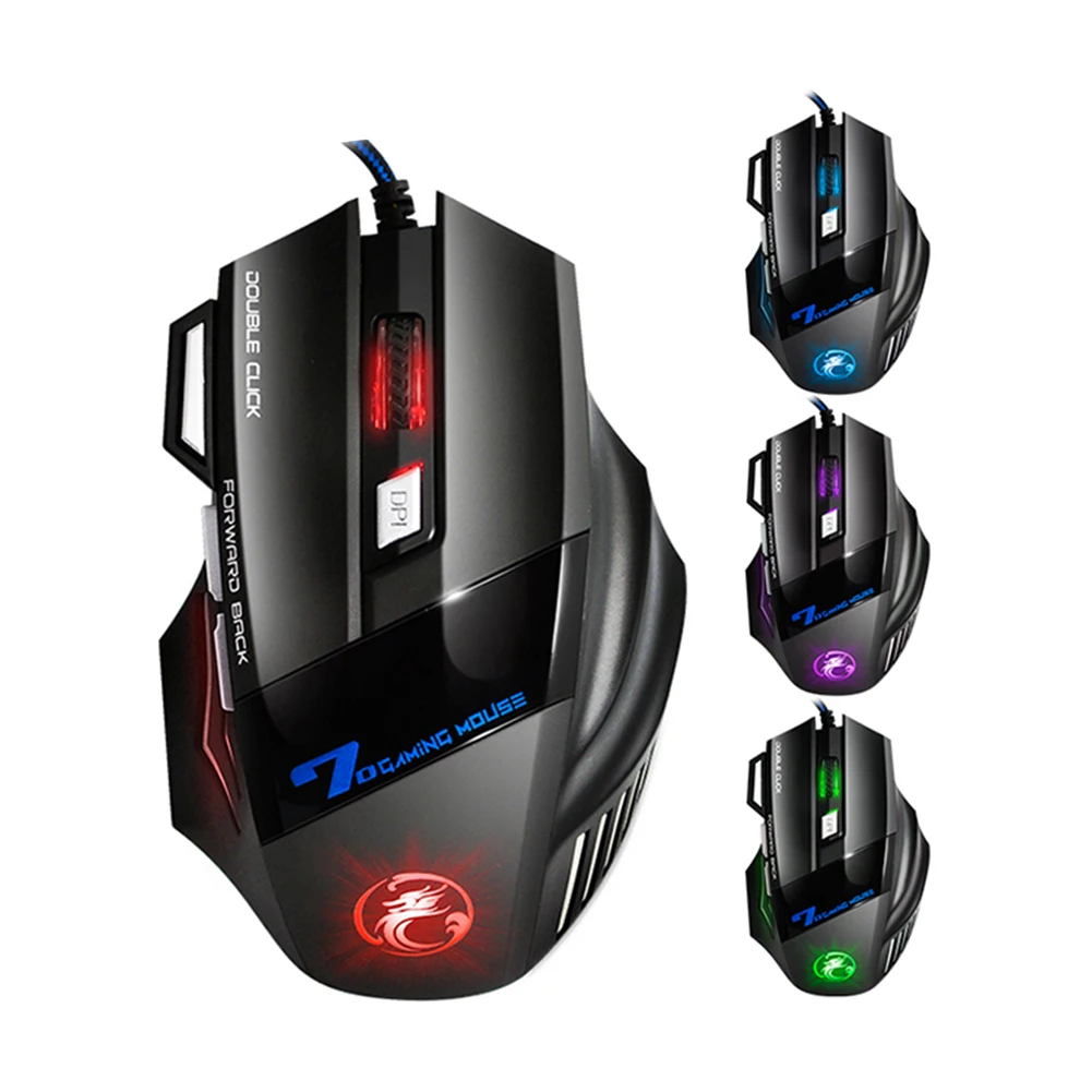 

iMICE X7 Optical Gaming Mouse USB Wired 4 Gears 2400DPI Adjustable Ergonomics Colorful Backlight 7 Buttons Mice for PC Laptop