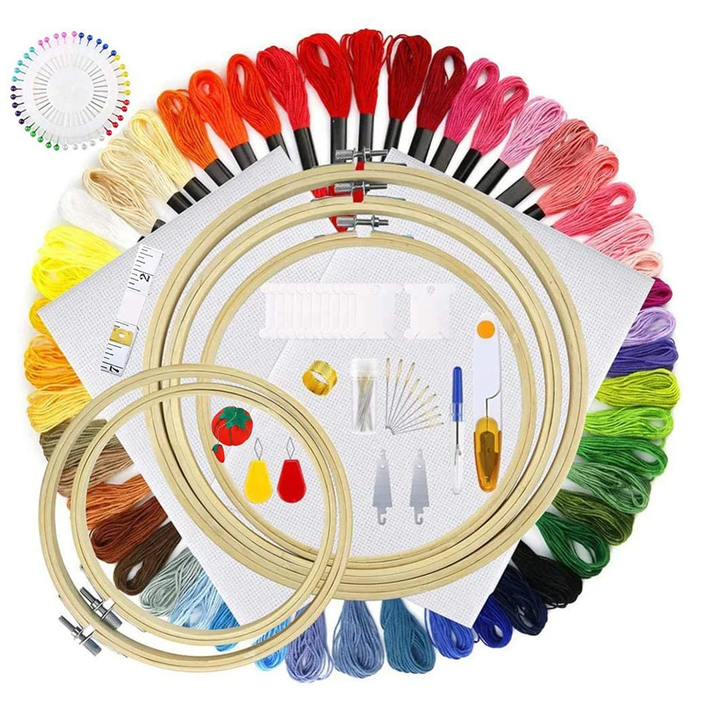 Набор для вышивки бамбук 5 шт. 50 цветов нитки 2 шт.|Швейные нитки| |
