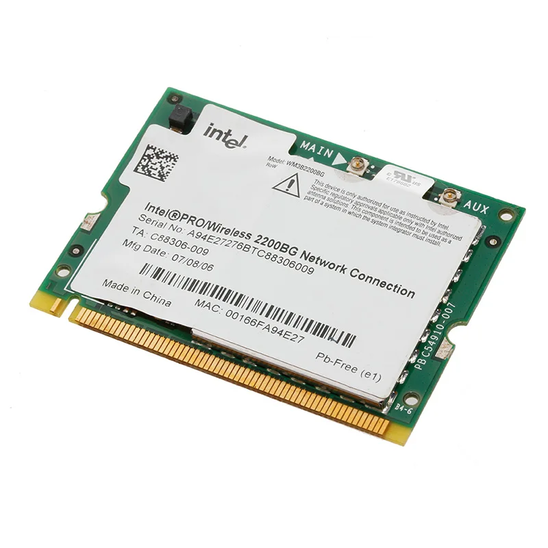 Intel Pro/Wireless 2200BG 802.11b/G Mini PCI сетевая карта Wi Fi для Toshiba Dell|Сетевые карты| |