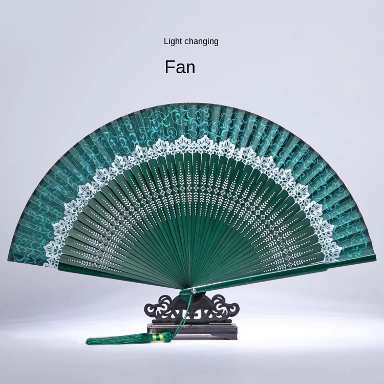 

Chinese Style Lace Portable Fan Japanese Style Folding Fan Bamboo Craft Fan Ancient Style Small Gift Fan for Women