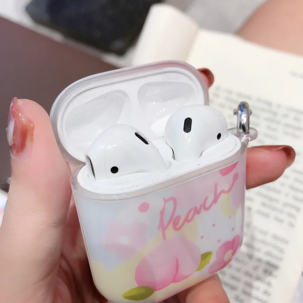 Фруктовый Прозрачный чехол для Airpods прекрасный сладкий персик мизинец вишня идеальный дизайн для Apple Airpods2 bluetooth чехол для наушников
