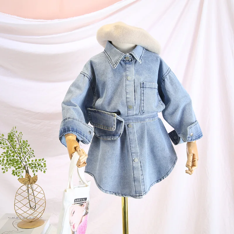 Детская одежда рубашка новинка весны 2020 Стильная джинсовая с вышивкой и